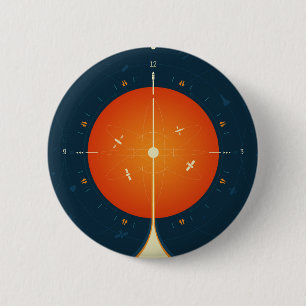 Deep Space Atomic Clock Poster, Orange Version. 2 Inch Round Button