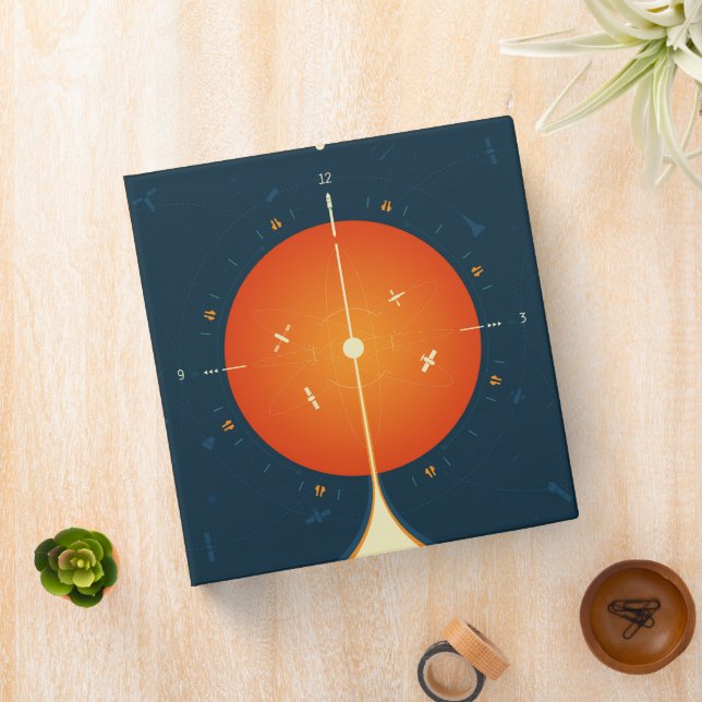Deep Space Atomic Clock Poster, Orange Version. Binder (In Situ)