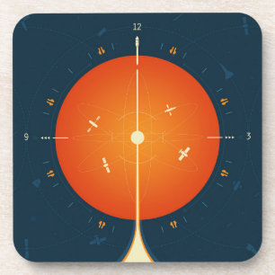 Deep Space Atomic Clock Poster, Orange Version. Coaster