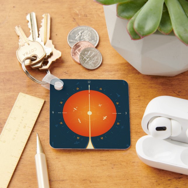 Deep Space Atomic Clock Poster, Orange Version. Keychain (Desk)
