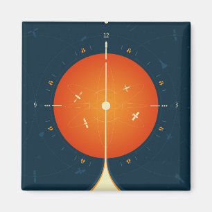 Deep Space Atomic Clock Poster, Orange Version. Magnet
