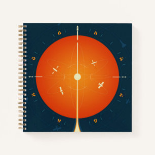 Deep Space Atomic Clock Poster, Orange Version. Notebook