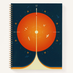 Deep Space Atomic Clock Poster, Orange Version. Notebook