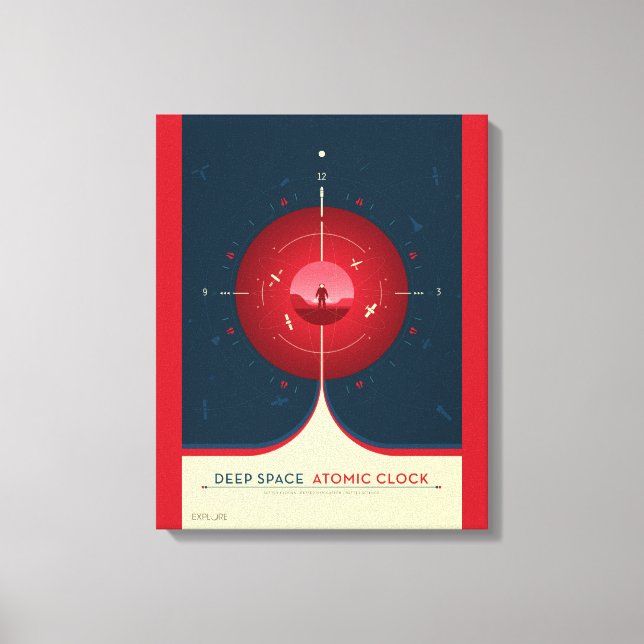 Deep Space Atomic Clock Poster, Red Version. Canvas Print (Front)