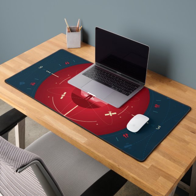 Deep Space Atomic Clock Poster, Red Version. Desk Mat (Office 2)