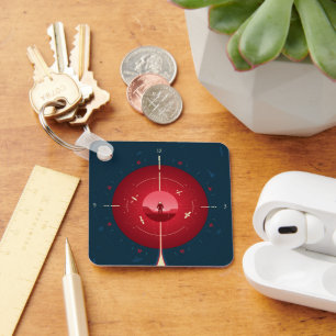 Deep Space Atomic Clock Poster, Red Version. Keychain