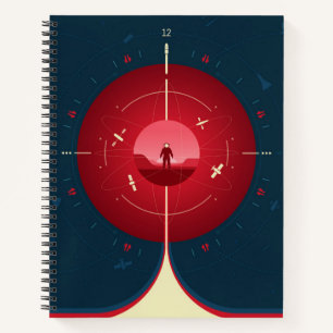 Deep Space Atomic Clock Poster, Red Version. Notebook