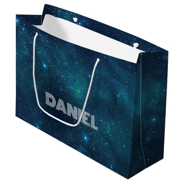 Deep Space Personalized Large Gift Bag (Front Angled)