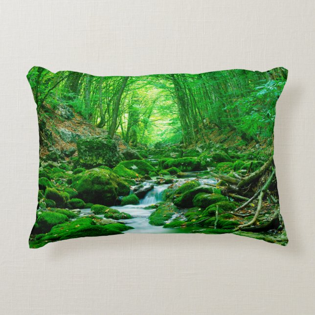 Deep summer woodforest,backwoods,deep,depth,flow,l accent pillow (Front)