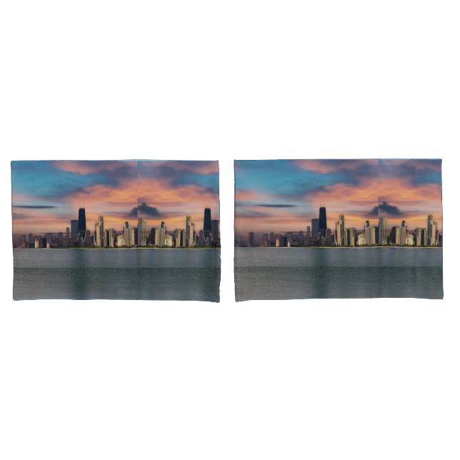Deep Sunset Over Chicago Pillowcase (Front-Set)