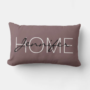 Deep Taupe colour home monogram Lumbar Pillow