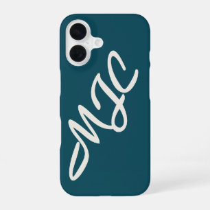 Deep Teal Blue Custom Monogram iPhone 16 Case