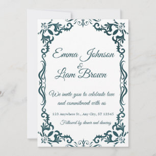 Deep Teal Blue Talavera Mexican Wedding Invitation