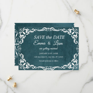 Deep Teal Blue Talavera Mexican Wedding Save The Date