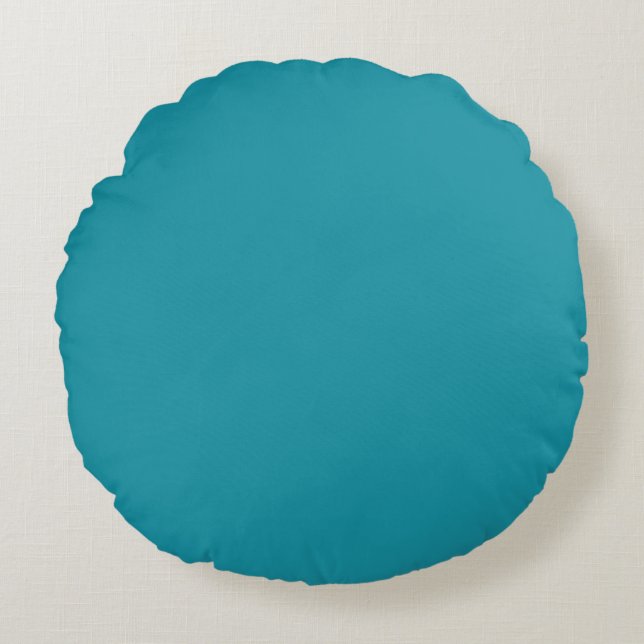 Deep Teal (Blue/Turquoise) Colour Round Pillow (Front)