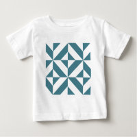 Deep Teal Green Geometric Deco Cube Pattern