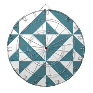 Deep Teal Green Geometric Deco Cube Pattern Dartboard