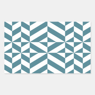 Deep Teal Green Geometric Deco Cube Pattern Sticker