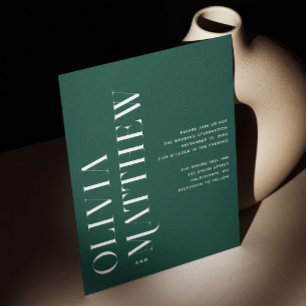 Deep Teal Green Nature Wedding   Photo + QR Code Invitation