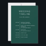 Deep Teal Green Timeline. Forest Wedding Itinerary Invitation<br><div class="desc">This elegant personalized wedding timeline card in deep teal green (also known as dark forest teal) is the perfect choice for couples planning a fall wedding or a celebration with a forest inspired or evening theme. The deep, rich tones of dark forest teal create a sophisticated, romantic atmosphere, perfect for...</div>