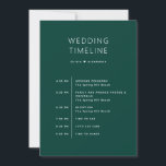 Deep Teal Green Timeline. Forest Wedding Itinerary Invitation<br><div class="desc">This elegant personalized wedding timeline card in deep teal green (also known as dark forest teal) is the perfect choice for couples planning a fall wedding or a celebration with a forest inspired or evening theme. The deep, rich tones of dark forest teal create a sophisticated, romantic atmosphere, perfect for...</div>