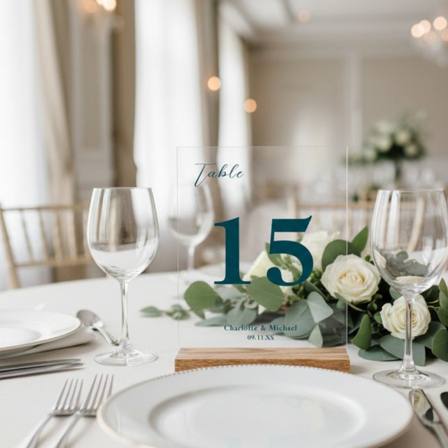 Deep Teal Minimalist Wedding Table Number (Créateur téléchargé)