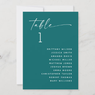 Deep Teal Modern Minimalist Wedding Seating Chart Invitation