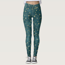 Deep teal night sky celestial gold star pattern