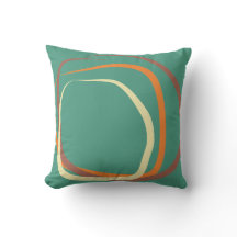 Deep Teal Pillow w/ dusty pink, orange & white