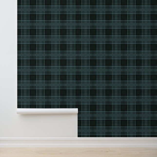 Deep Teal Plaid Tartan Wallpaper (Application)
