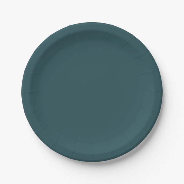 Deep Teal Solid Colour Paper Plate (Front)