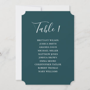 Deep Teal Wedding Seating Chart Elegant Classic Invitation