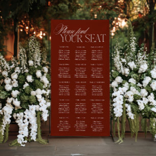 Deep Terracotta Red Wedding Seating Chart Vinil Banner