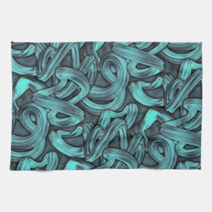 deep thought - black and teal : kitchen towel