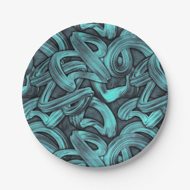 deep thought - black and teal : paper plate (Front)