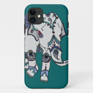 Deep Turquoise Embellished Elephant Phone Case