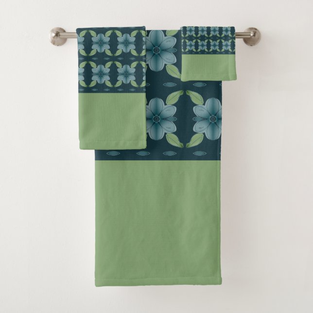 Deep Turquoise With Green Bath Towel Set (Insitu)