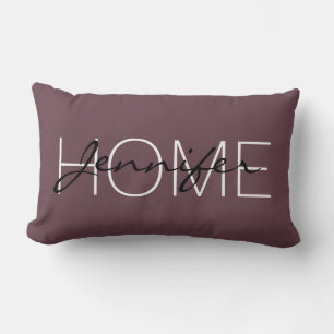 Deep Tuscan red colour home monogram Lumbar Pillow