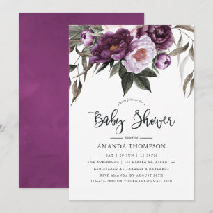 Deep Velvet Floral Baby Shower Invitation