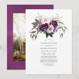 Deep Velvet Floral Celebration of Life Photo Invitation