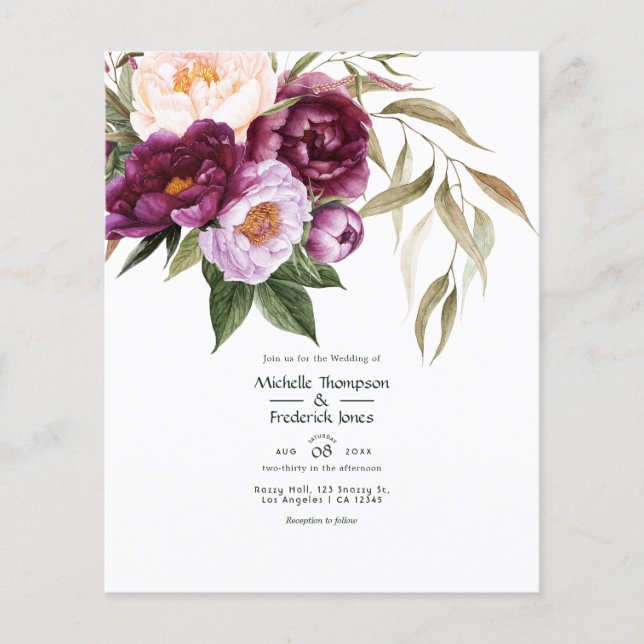 Deep Velvet Floral Wedding Invitation  Flyer (Front)