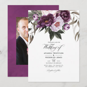 Deep Velvet Floral Wedding Photo Invitation