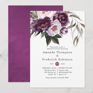 Deep Velvet Floral Wedding Rehearsal Dinner Invitation