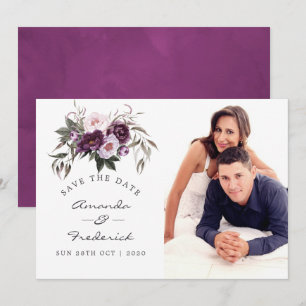 Deep Velvet Floral Wedding Save the Date Invitation