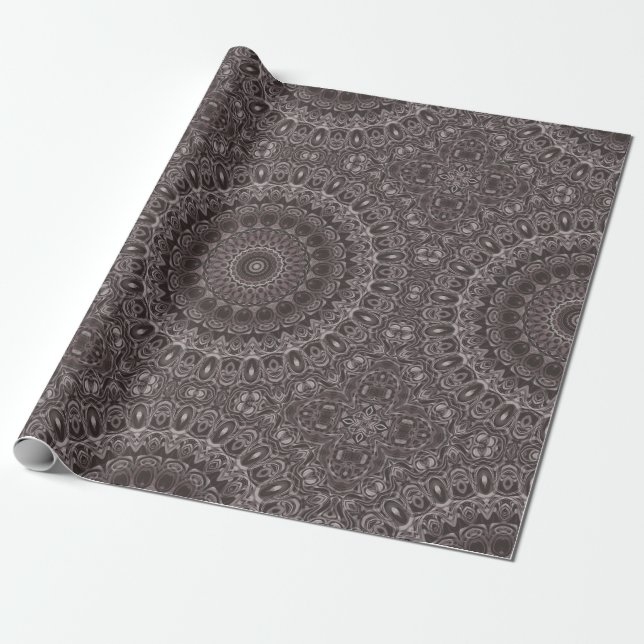 Deep Velvet Watercolor Mandala in Shades of Brown Wrapping Paper (Unrolled)