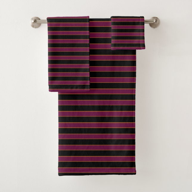 Deep Vintage Striped Pink Pattern Bath Towels (Insitu)