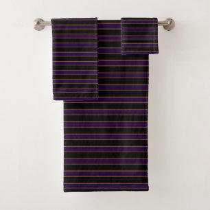 Deep Vintage Striped Purple Pattern Bath Towels