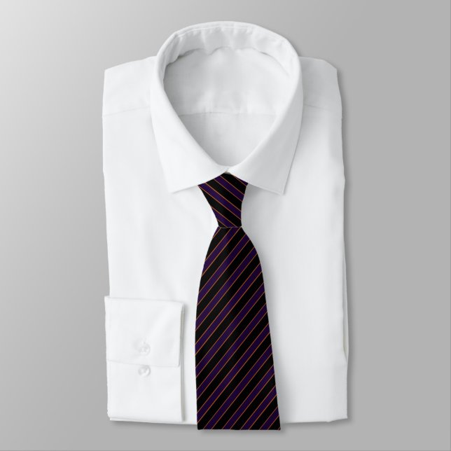 Deep Vintage Striped Purple Pattern Neck Tie (Tied)