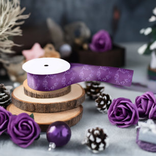 Deep Violet Gradient Roses Wreath Wrapping Paper Satin Ribbon