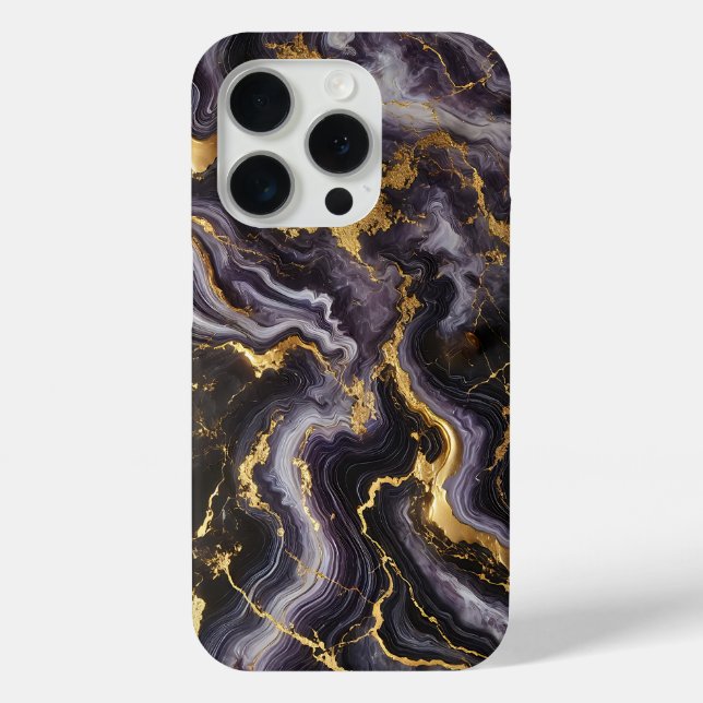 Deep Violet Marble with Gold Accents Case-Mate iPhone Case (Back)